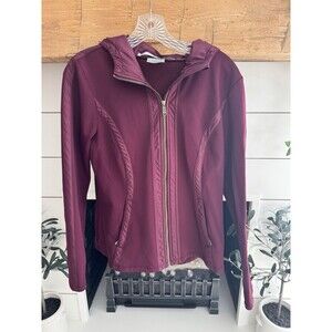 Athleta VERBIER JACKET 2 Hooded Full Zip Training Burgundy Size Large